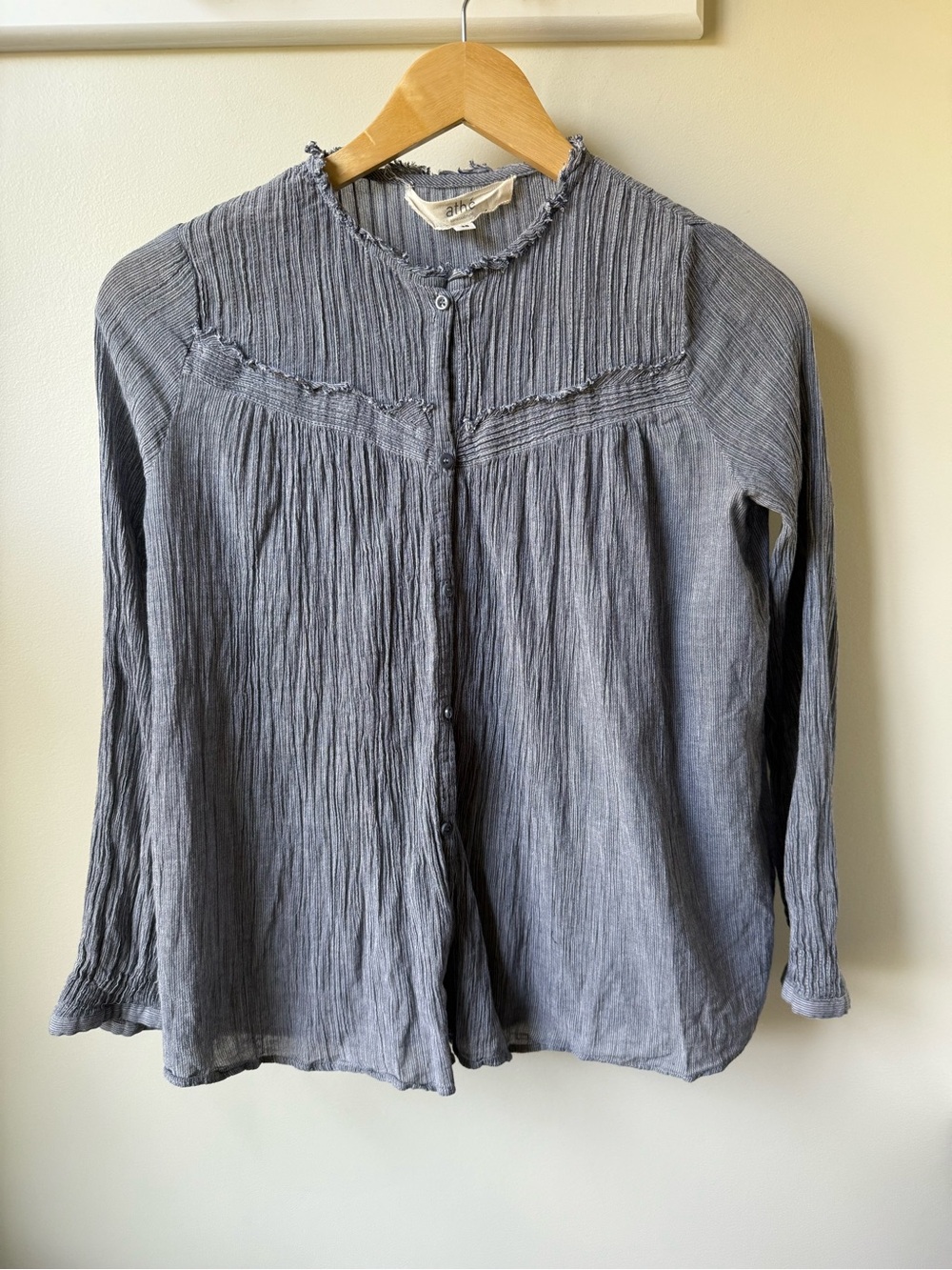 VANESSA BRUNO ATHE Striped Blouse Dainty Textured Crinkle Romantic Cottagecore S
